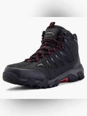 SHULOOK Men's Waterproof Hiking Boots Black/Red 9.5